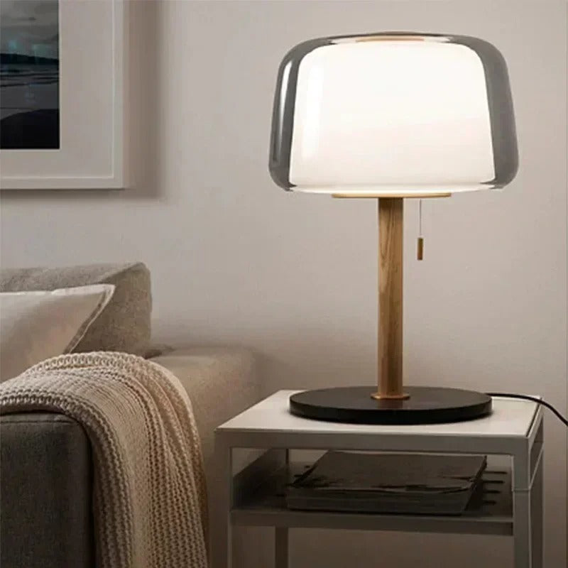 Clareo - Lampe moderne en verre et bois