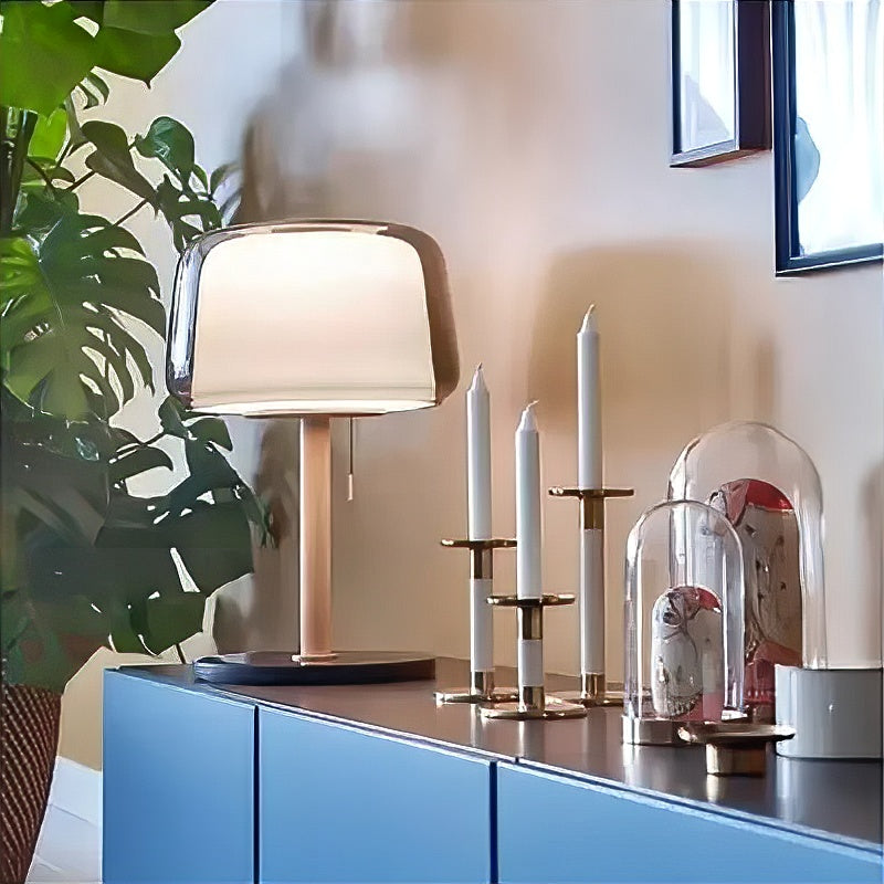 Clareo - Lampe moderne en verre et bois
