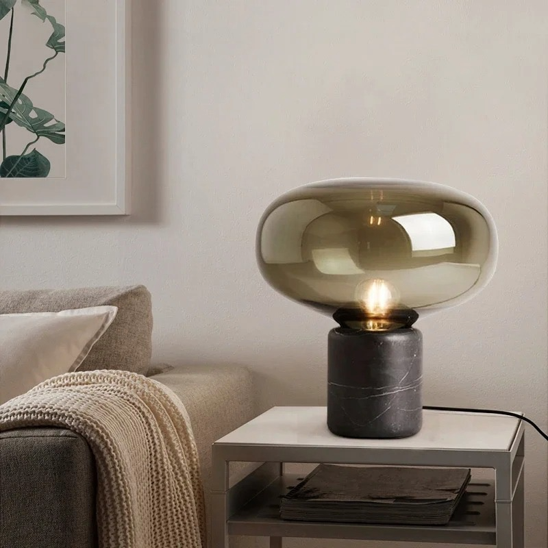 Aurora Marbre - Lampe de table verre et marbre